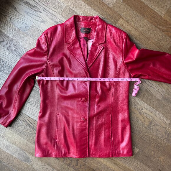 Danier Red Leather Blazer Jacket - Sz L - Amazing Vintage Condition - Picture 3 of 15